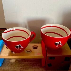 2006 Starbucks 2 Red Mug with Boo written on the inside of mug and 1 eye…